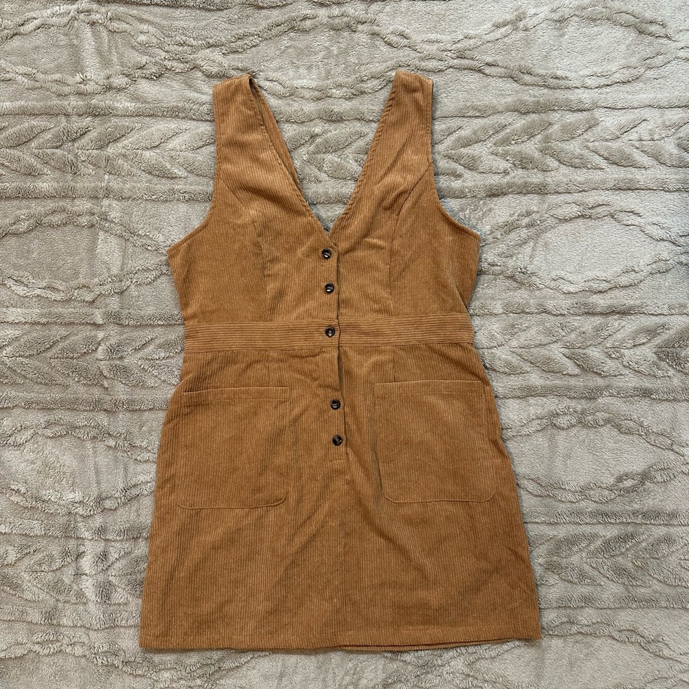 SHEIN Tan Corduroy Mini Dress